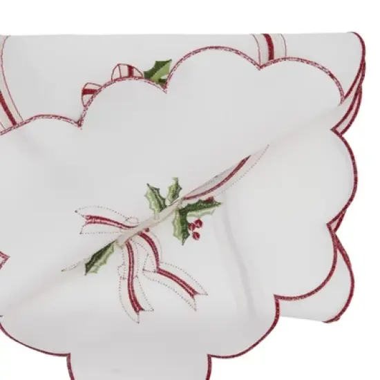 Saro Lifestyle Embroidered Christmas Runner, Ivory, 15"x69" image {1}