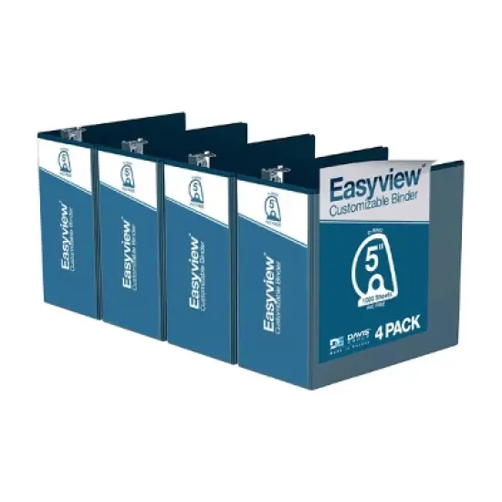 Easyview Premium Customizable View 5" Angle D Ring Binder 4pk Navy Blue: 700 Sheet Capacity, Hard Cover, Office Binders image {8}