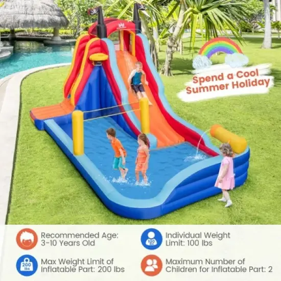 Costway Inflatable Water Slide Park Pirate Theme Bouncer Playhouse Castle with 735W Blower image {4}