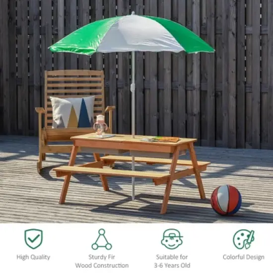 Dexmalle Kids Picnic Table with Umbrella and Storage Inside image {5}