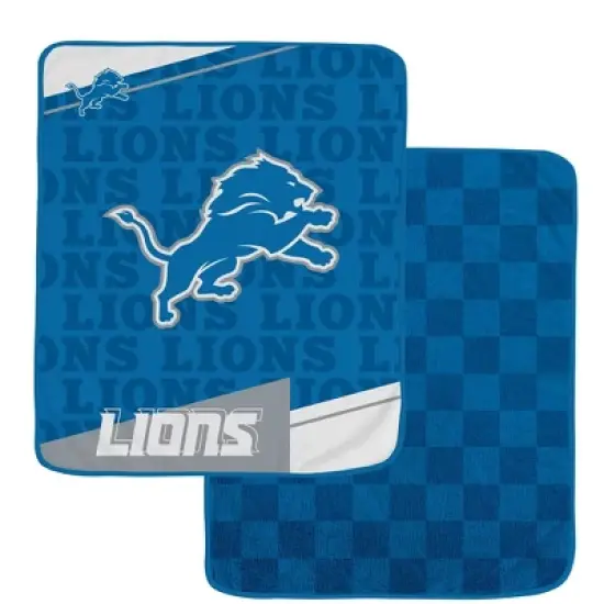 NFL Detroit Lions Diagonal Ghost Checker Double Sided Ultra Cozy Blanket image {3}