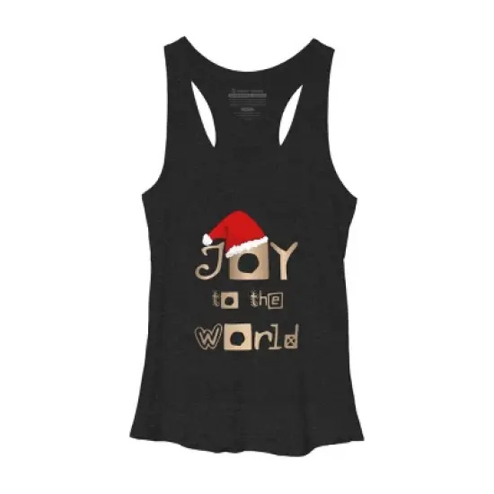 Women's Design By Humans Christmas Design - Joy to the World in Gold Design and Red By SimplyDesign Racerback Tank Top image {3}