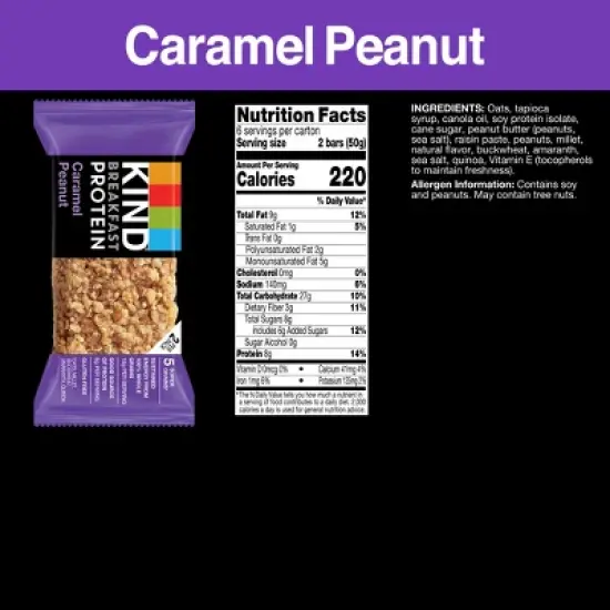 KIND Caramel Peanut Breakfast Nutrition Bars - 10.58oz/6ct image {1}