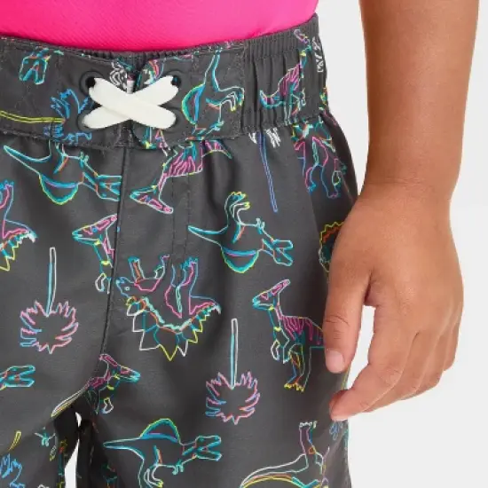 Toddler Boys' Dinosaur Swim Board Shorts - Cat & Jack&trade; Black image {2}