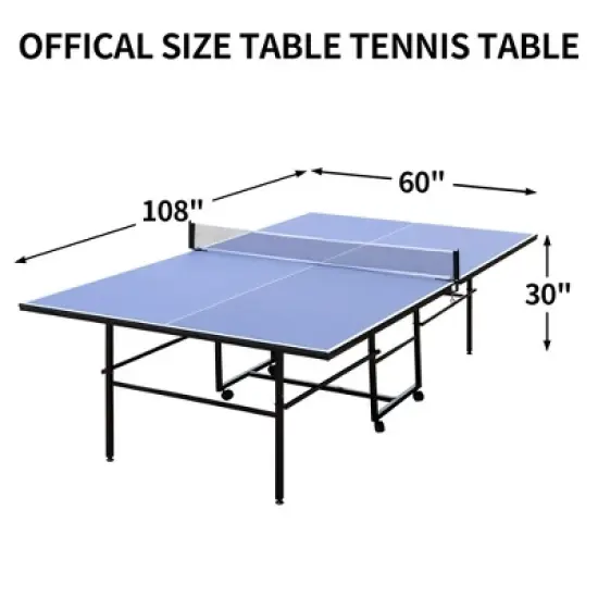 9ft Mid-Size Table Tennis Table Foldable & Portable Ping Pong Table Set for Indoor Games with Net, 2 Table Tennis Paddles and 3 Balls image {5}