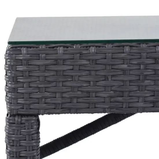 5pc Outdoor Rattan Bar Set with Stools & Cushions- Gray - WELLFOR image {15}