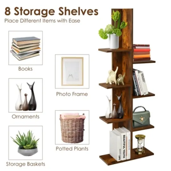 Tangkula Modern Multi-Layer Bookshelf Floor Standing Bookcase w/Anti-fall device Storage Rack for Home Office Rustic image {7}