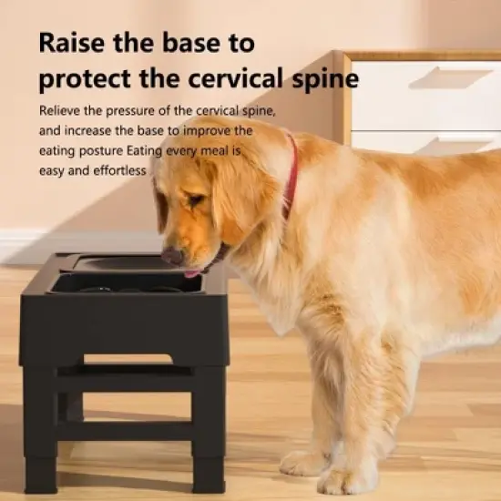 Elevated Dog Bowls, 4-Height Adjustable Raised Feeder Stand for Small Dogs/Puppies/Cats, Stainless Steel, Slow Feeder & No-Spill Water Bowl image {1}