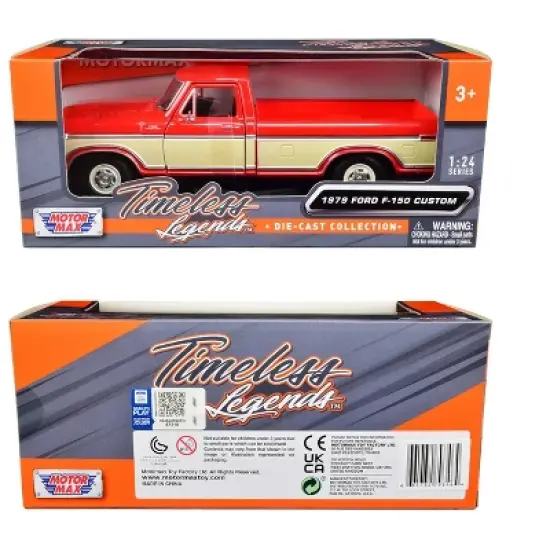 1979 Ford F-150 Pickup Truck Red and Cream 1/24 Diecast Model Car by Motormax image {2}
