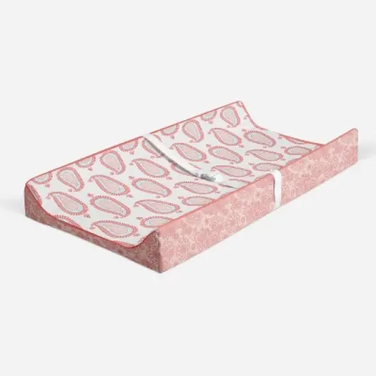 Bacati - Sophia Paisley Aqua/Coral Paisley Changing Pad Cover image {1}