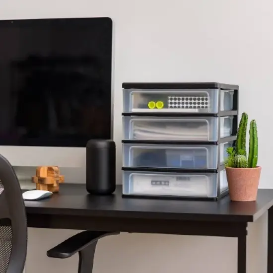 IRIS 2pk 4 Drawer Desktop Storage Unit Black image {4}