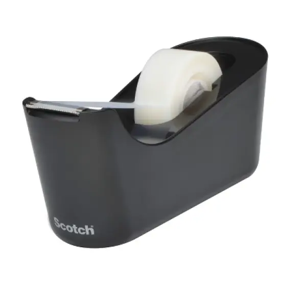 Scotch Tape Dispenser with Tape - Black: Desk Organizer, Plastic, Tape Holder, 6.6" Height, 5.6" Width image {3}