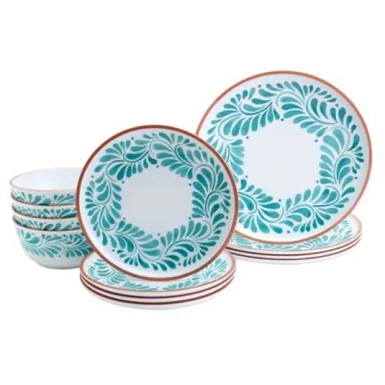 Infuse 12pc Melamine Dinnerware Set Blue image {5}