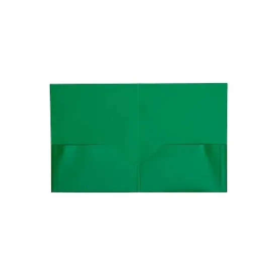 JAM Paper Plastic 2-Pocket Folders Green 6/Pack (382EGRD) image {1}