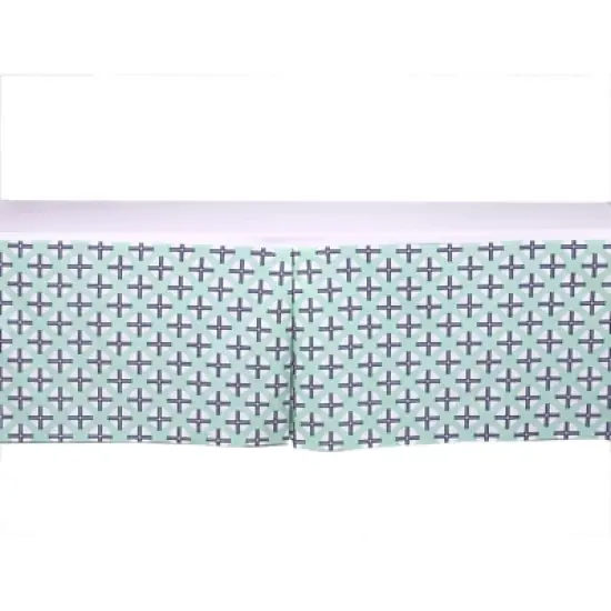  Bacati - Noah Dots/Cross Mint/Navy Crib/Toddler Bed Skirt image {2}
