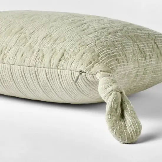 Lumbar Floral Jacquard Pillow with Corner Ties Green - Threshold designed with Studio McGee image {2}