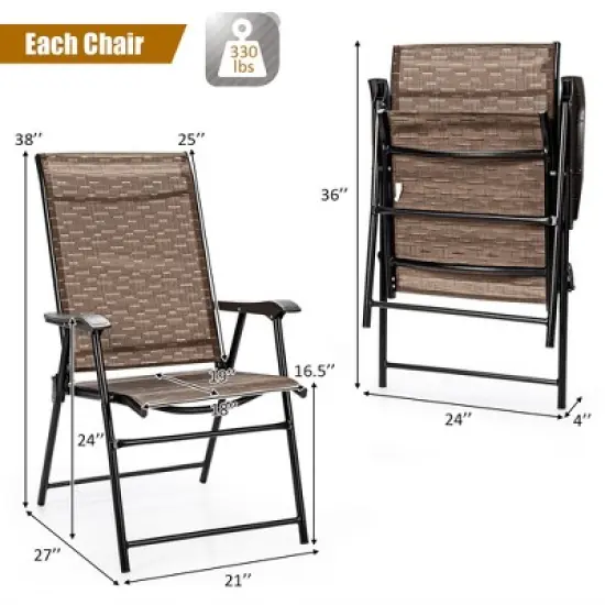 Costway 4PCS Outdoor Patio Folding Chair Camping Portable Lawn Garden W/Armrest image {3}