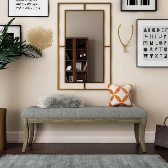 Adina Rectangular Tufted Bench Taupe - Dorel Living image {5}