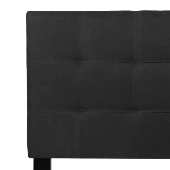 Emma and Oliver Quilted Tufted Upholstered Queen Size Headboard in Black Fabric image {6}