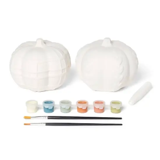 2ct Halloween Craft Ceramic Pumpkin Painting Kit - Mondo Llama&trade; image {2}