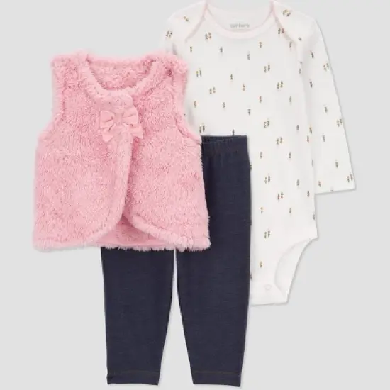 Carter's Just One You&reg; Baby Girls' Faux Shearling Vest with Jeggings - Pink image {3}