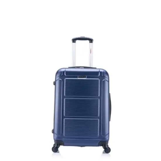 InUSA Pilot Lightweight Hardside Medium Checked Spinner Suitcase - Navy Blue image {2}