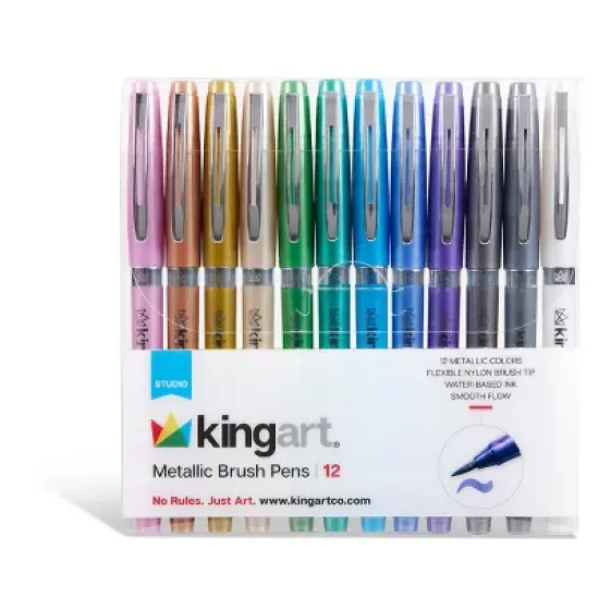 KINGART Metallic Brush Pens 12 Colors image {3}