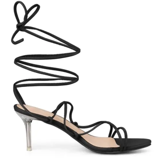 Allegra K Women's Lace Up Strappy Stiletto Heel Sandals image {5}