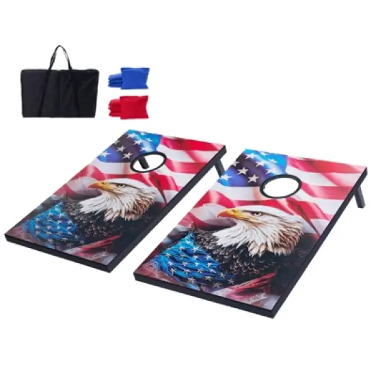 VEVOR Cornhole Set, 3x2 ft Corn Hole Game Boards, MDF Wood Portable Toss Board, Indoor and Outdoor Cornhole Play for Adults, Black image {8}