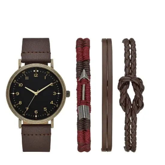 Men's Easy Read Strap Watch Set - Goodfellow & Co&trade; Brown image {1}