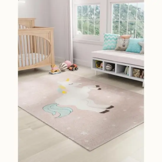 Unique Loom Whimsy Kids Alicorn Unicorn Indoor Woven Area Rug image {2}