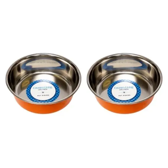 Country Living Set of 2 Heavy Gauge Stainless Steel Dog Bowls - Non-Skid, Durable & Rust-Resistant image {9}