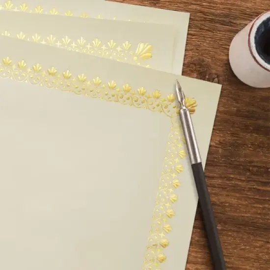 Best Paper Greetings 48 Pack Gold Foiled Blank Certificate Sheets, 2024 Graduation Diploma Award Papers for Printer, 8.5 x 11 in image {2}