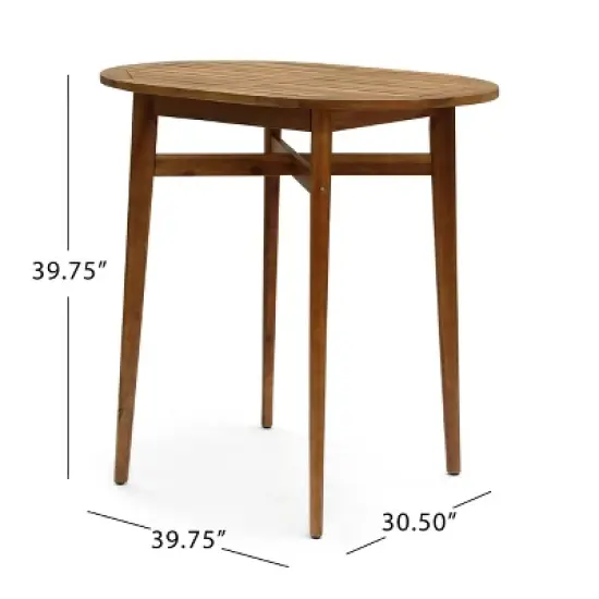 GDFStudio Brigitte Outdoor Acacia Wood 5 Piece Bar Set with Slatted Design image {3}