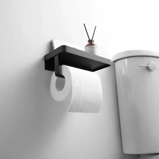 Wall Mount Toilet Paper Holder with Shelf Stainless Steel Paper Roll Holder Tissue Paper Holder image {6}
