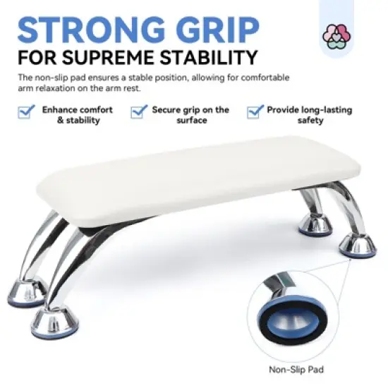 SAVILAND Pro Salon Armrest System - XL Ergonomic Hand Rest w/ Microfiber Leather Mat.(White) image {3}