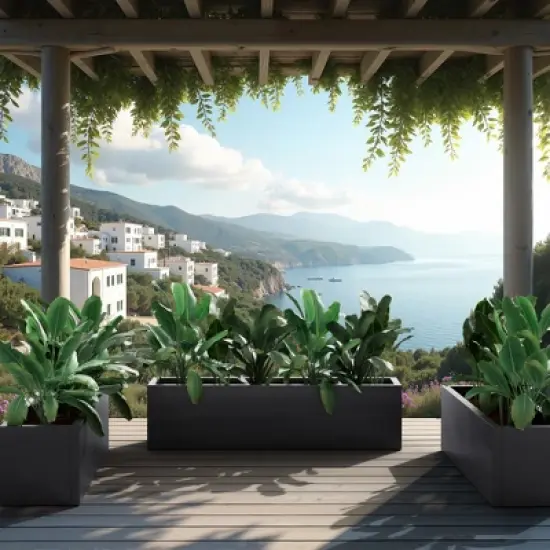 Lirago Metal Rectangular Planter Box with Drainage Holes for Outdoor Use 9.06"Dx9.06"L x35.83"H Black image {6}