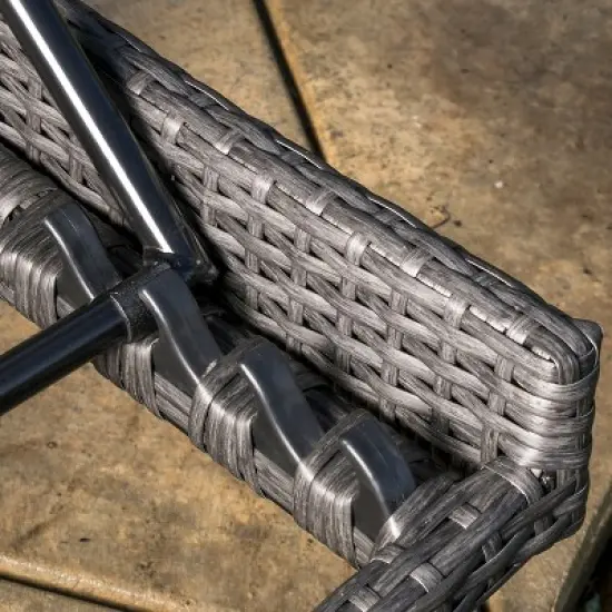 Salem 2pc Wicker Adjustable Chaise Lounge and Table Set - Gray - Christopher Knight Home image {3}