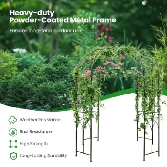 Tangkula 7&rsquo; x 8.4&rsquo; Birdcage Shape Garden Arbor Heavy Duty Metal Garden Gazebo Pergola w/ Trellis Plant Stand Rack for for Climbing Plants image {6}