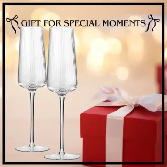 Artland Soho Optic 8.5 oz Champagne Flute, Set of 4, Modern Stemmed Glasses, Ideal for Weddings, Parties, Dishwasher Safe image {6}