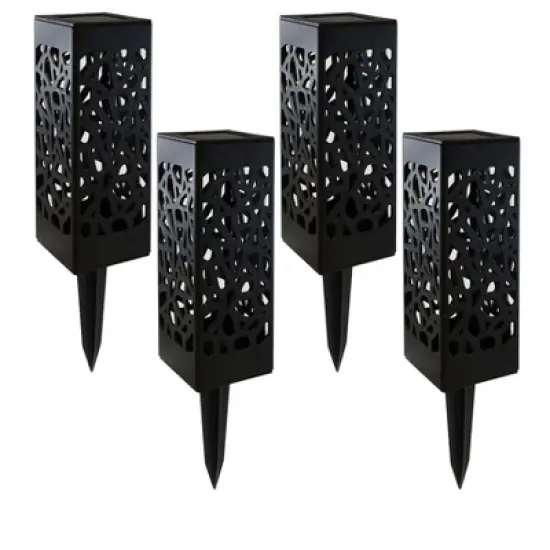 LumaBase Solar-Powered Garden/Tabletop Lights, Black - Set of 4 image {8}
