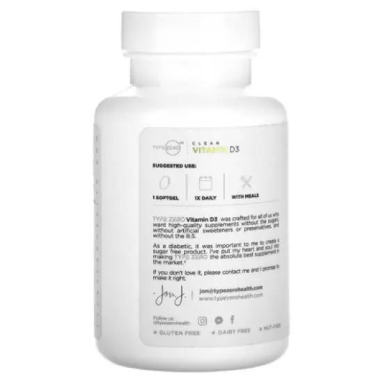 TypeZero Clean, Vitamin D3, 2,000 IU, 240 Softgels image {2}