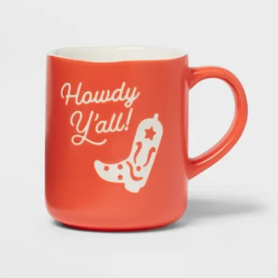 16oz Stoneware 'Howdy Y'all!' Mug Red - Opalhouse&trade;: Coffee Mugs, Microwave & Dishwasher Safe, Hot/Cold Beverages image {3}