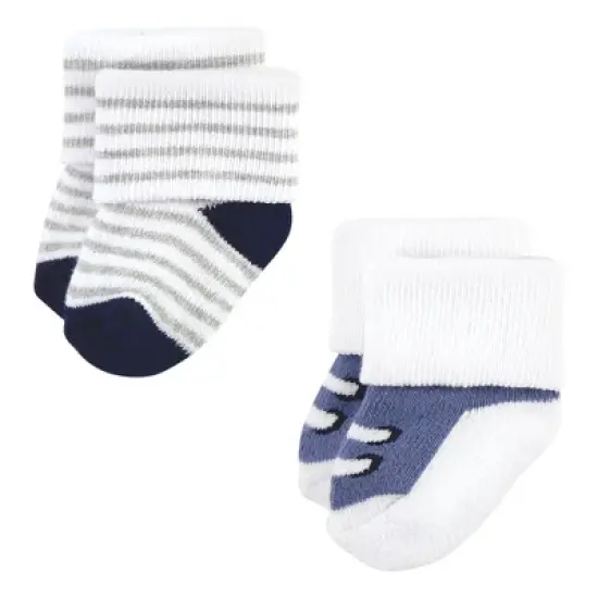 Hudson Baby Infant Boy Cotton Rich Newborn and Terry Socks, Mom  Dad Boy Navy Red image {7}
