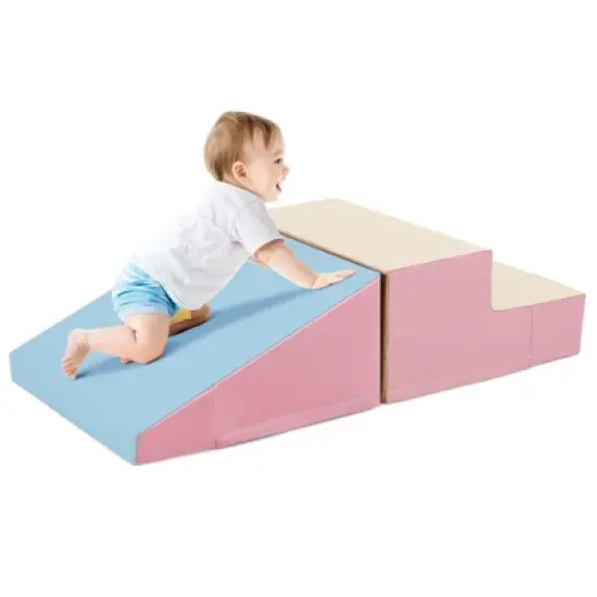 Costway Step and Slide Climber for Infants and Toddlers Baby Soft Foam Structure Blocks Yellow/Blue/Pink/Purple image {11}