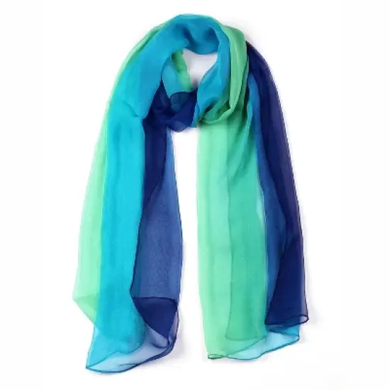 Allegra K Women Long Chiffon Light  Silky Gradient Color Shawl Wrap Scarf image {14}