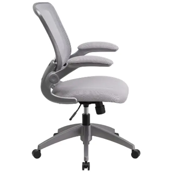 Flash Furniture Mid-Back Mesh Swivel Ergonomic Task Office Chair with Gray Frame and Flip-Up Arms image {7}