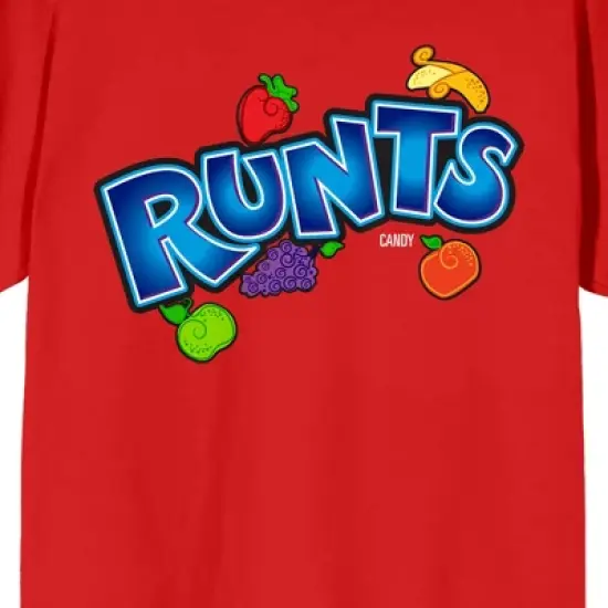 Runts Logo With Scattered Fruit Crew Neck Short Sleeve Red Women's T-shirt image {1}