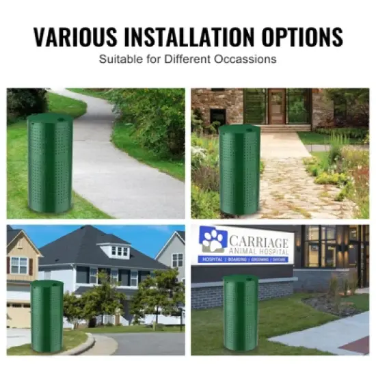 VEVOR Dog Poop Trash Can with 50 Liner Bags, 11.5 Gallons Outdoor Dog Waste Bin with Lid & Liner Clip for Pet Waste Station, Green image {6}