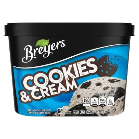 Breyers Cookies & Cream Frozen Dairy Dessert With Chocolate Cookies - 48oz image {6}